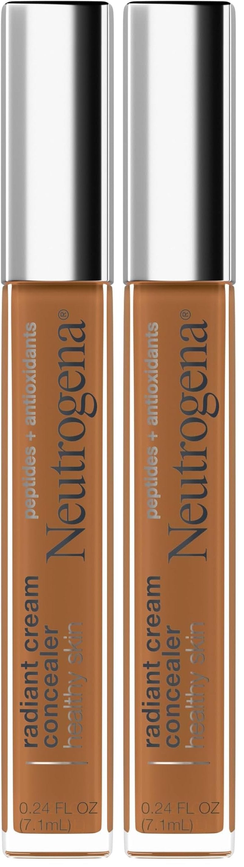 Neutrogena Healthy Skin Radiant Brightening Cream Concealer with Peptides & Vitamin E Antioxidant, Lightweight Perfecting Concealer Cream, Non-Comedogenic, Pecan Medium/Deep 02 with warm (Pack of 2)