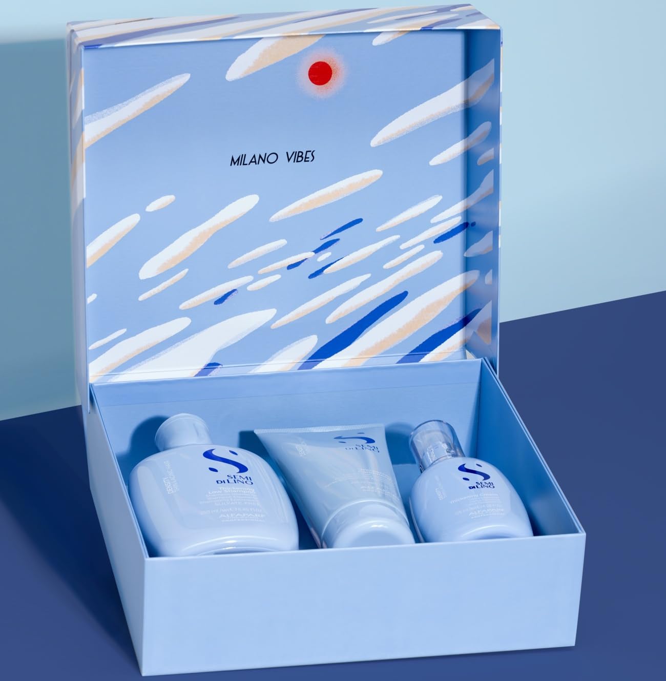 Alfaparf Milano Semi di Lino Density Gift Set | Thickening Shampoo, Conditioner & Leave-In Cream for Thin, Aging Hair - Sulfate Free