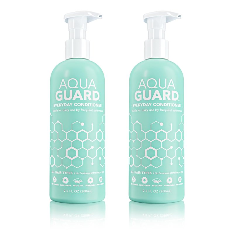 AQUA GUARD Everyday Conditioner for Pool Moms and Swimmers | Softens Hair & Removes Chlorine Damage | Paraben Free, Sulfate and Gluten-Free, Vegan, Color Safe, Leaping Bunny Certified, 9.5 oz (2-Pack)