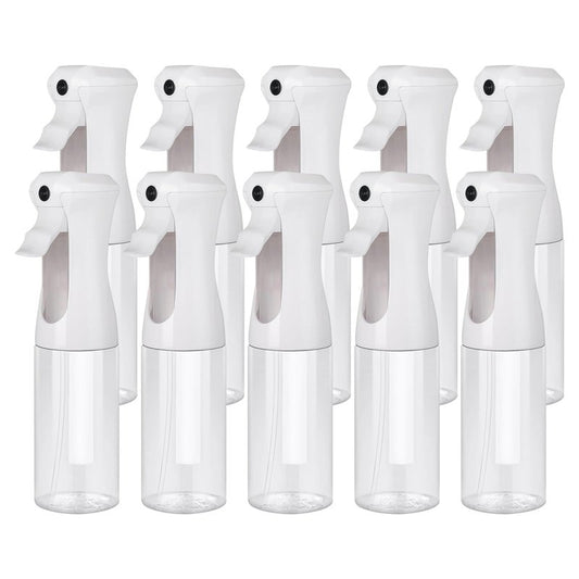 Aquableu Spray Bottle for Hair – 10-Pack Continuous Mist Spray Bottle for Hair Care, Styling, Cleaning, Plants, Pets & Essential Oils (Clear, 6.76oz/200ml)
