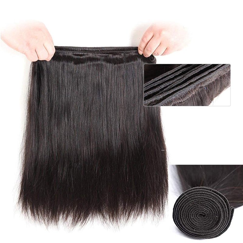 Straight Bundles Human Hair 12 12 12 Inch 100% Unprocessed Brazilian Trippy Virgin Weave Bundles Human Hair for Women Remy Straight Hair Extensions Natural Black Raw Weft