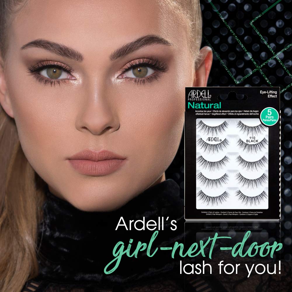 Ardell False Eyelashes 110 Black - Natural Look Strip Lashes for Eye-Lifting Effect | 5 Pairs, 2 Pack