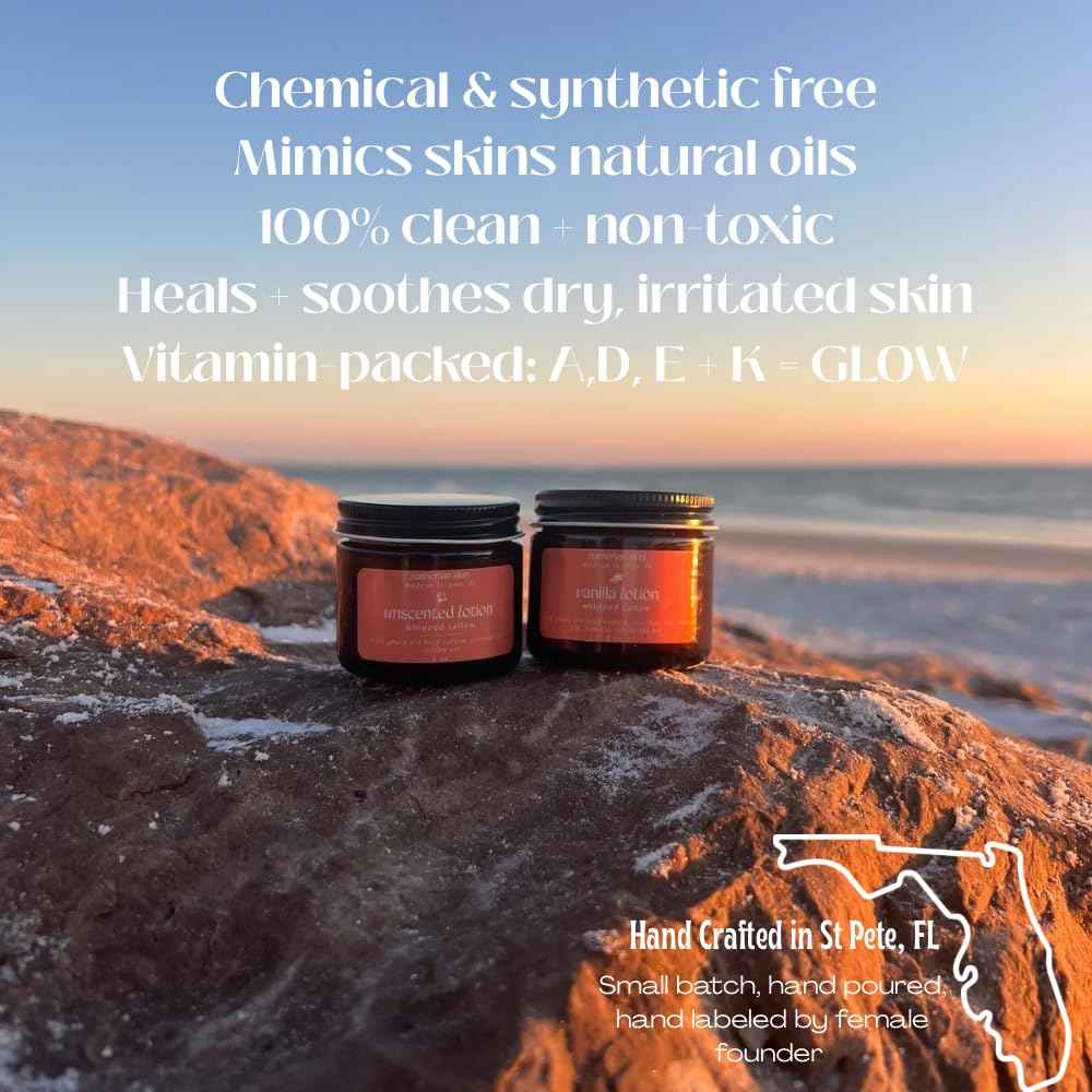 100% Grass Fed & Organic Whipped Beef Tallow Lotion - All Natural - Body + Face Mosturizer for All Skin Types