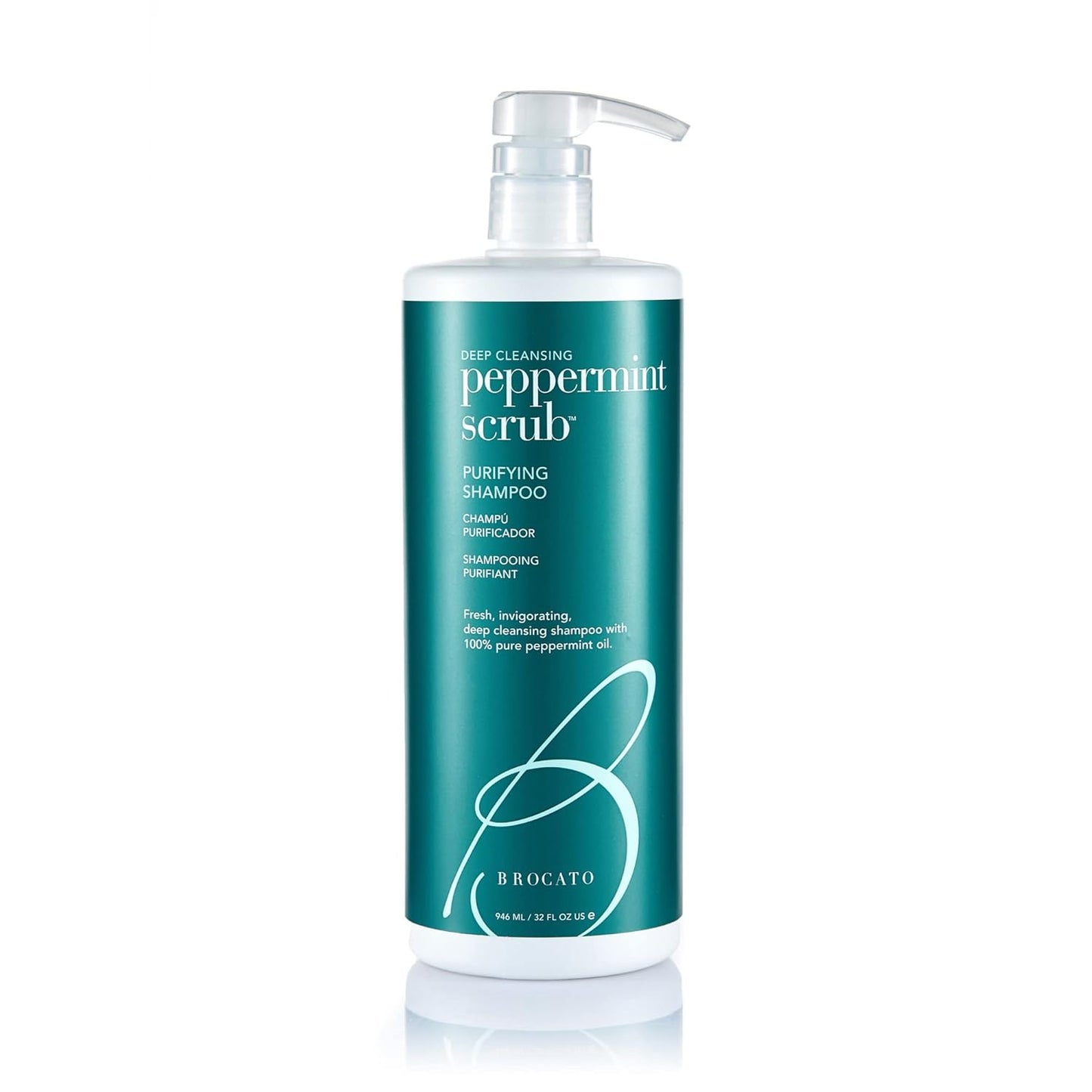 Brocato Peppermint Scrub Shampoo - Deep Cleansing 32 Oz | Invigorating Formula with Pure Peppermint Oil for Oily to Normal Hair