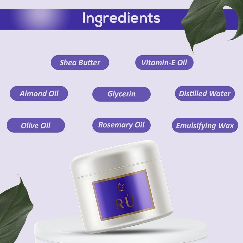 Ru Skin Repair Cream for Face & Body – Intensive Moisturizer With Shea Butter & Almond Oil – Moisturizering Face Cream Deep Hydration & Overnight Repair – Ordinary Natural Moisturizer - 1.5 Oz