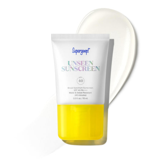Supergoop! Unseen Sunscreen - SPF 40 - Clear & Invisible Face Sunscreen + Broad Spectrum + Makeup-Gripping Primer - Weightless, Scentless, Oil Free - For All Skin Types & Tones - 0.5 fl oz