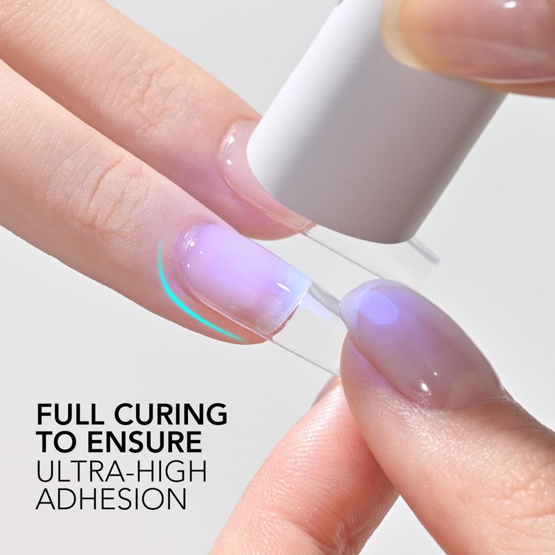 GAOY 4 Pcs 16ml Gel Nail Glue for Acrylic Nails Tips, 2 in 1 Nail Glue and Base Coat, UV Light Cure