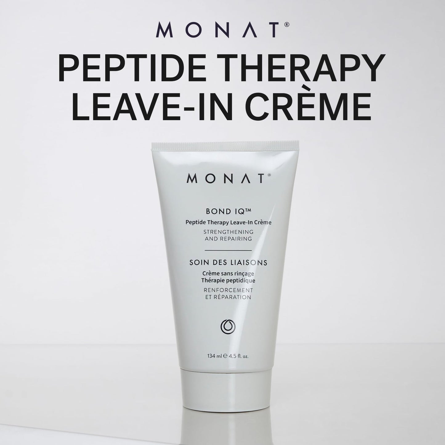 MONAT BOND IQ™ Peptide Therapy Leave-In Crème – Strengthening & Repairing Hair Treatment with Bond-Building Technology – Nourishes & Detangles for Healthier & Stronger Hair – 134 ml / 4.5 fl oz