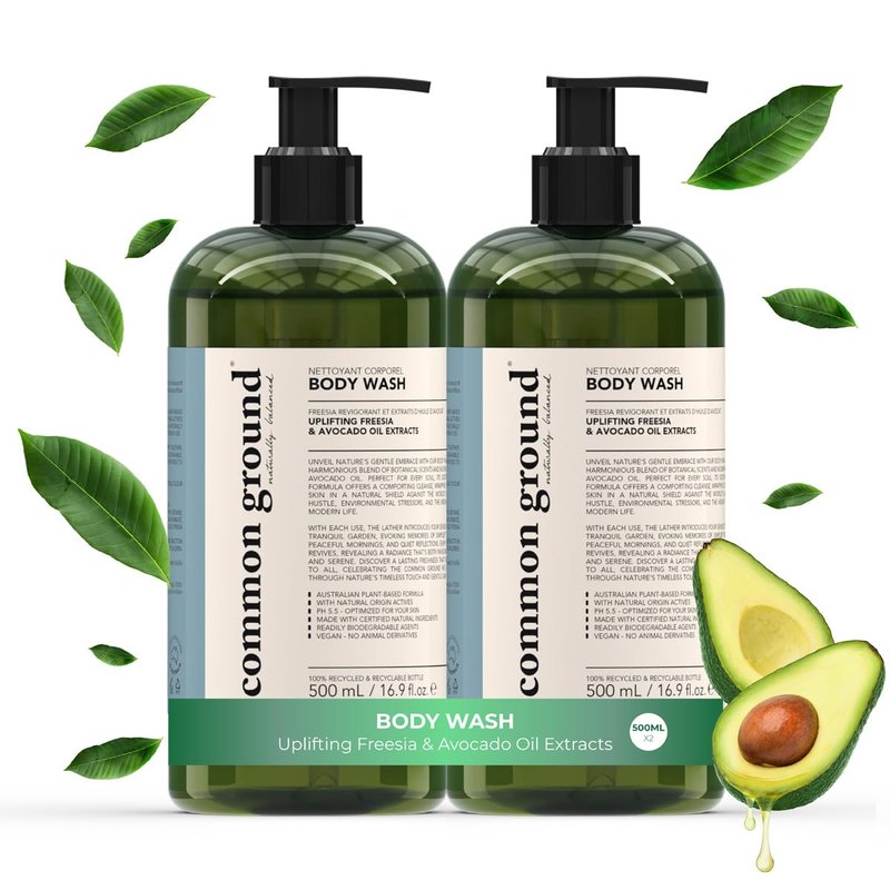 Natural Body Wash - Vegan & Cruelty-Free Botanical Freesia Scent | Avocado Oil for All Skin Types