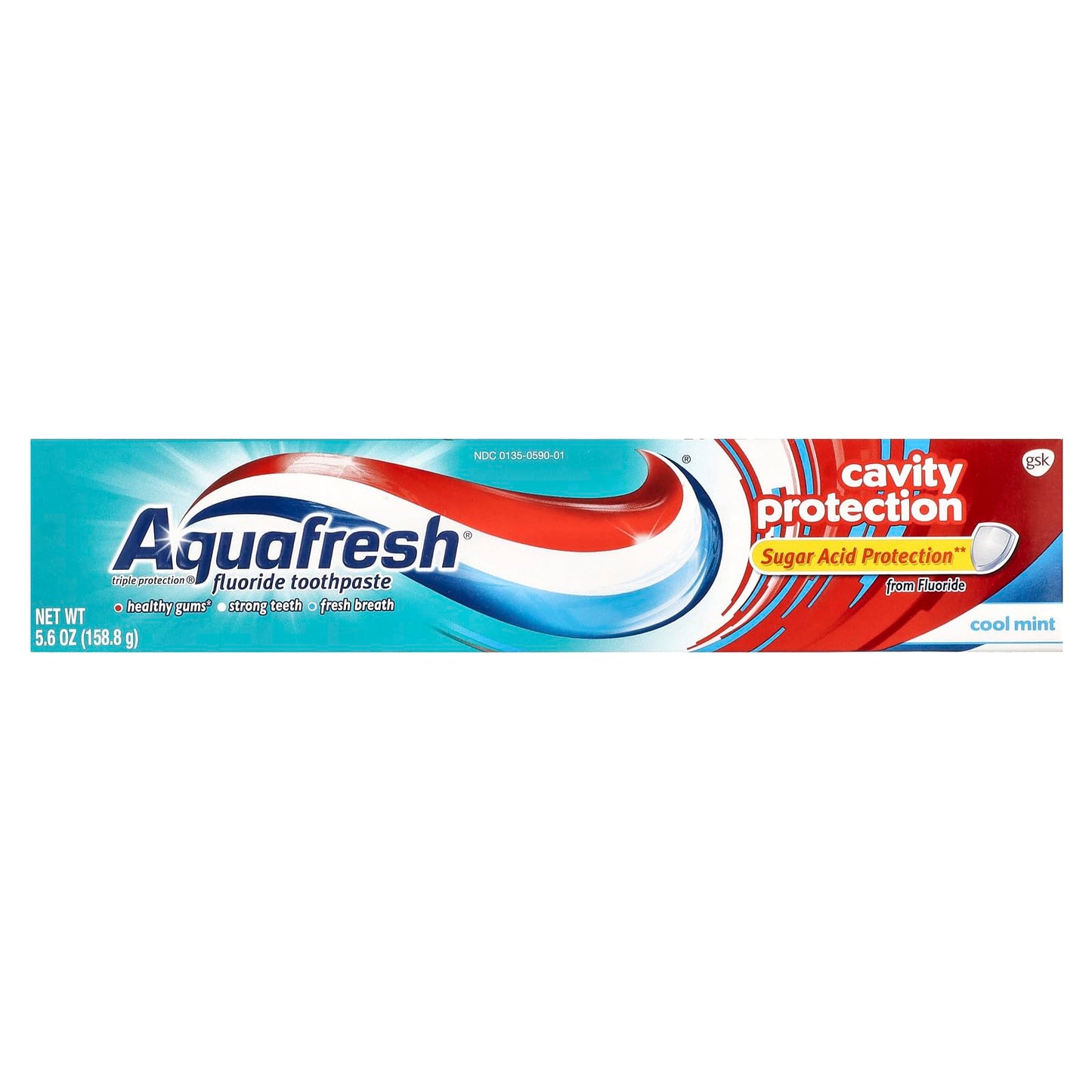 Aquafresh Cavity Protection Fluoride Toothpaste, Cool Mint 5.6 oz (Pack of 12)