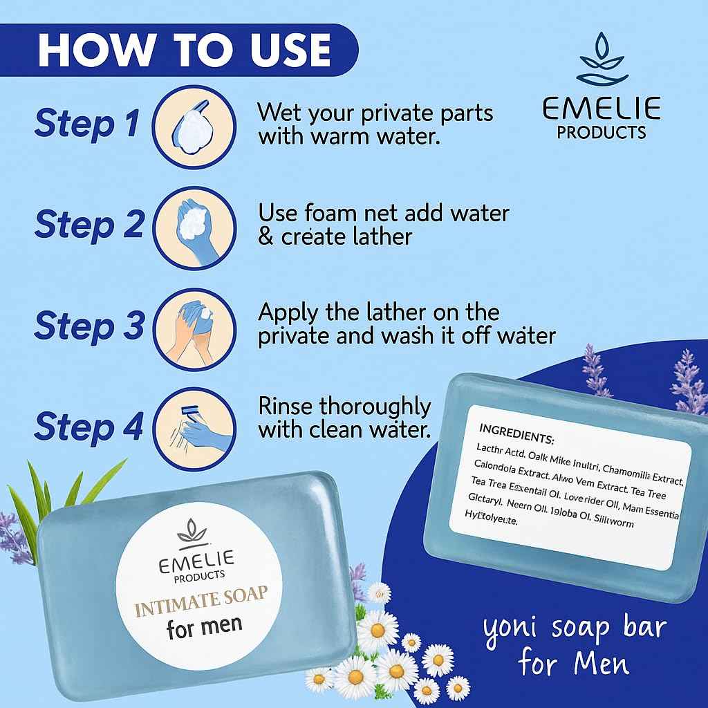 Men’s Intimate Wash (2 Pieces x 100g ) – pH Balanced Foaming Soap for Daily Hygiene – Gentle Genital Cleanser for Odor Control & Freshness – Natural Ingredients Formula for Sensitive Skin