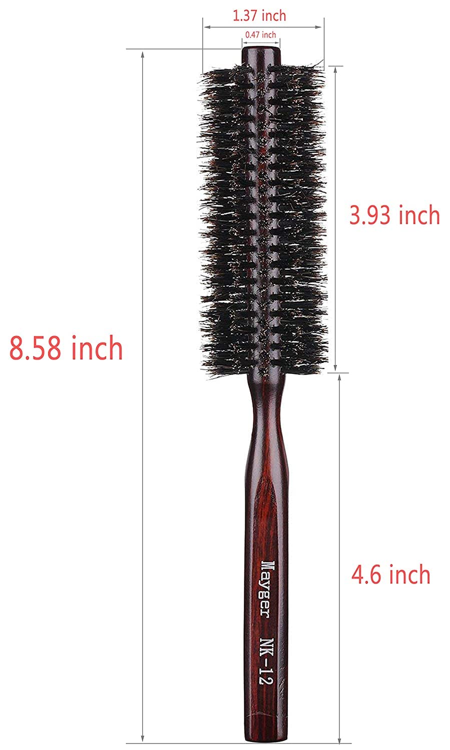 PERFEHAIR Boar Bristle Round Brush-1.3 inch, Pack of 2, Small Round Brushes for Blow Drying Styling Short, Fine, Thin Hair & Beard