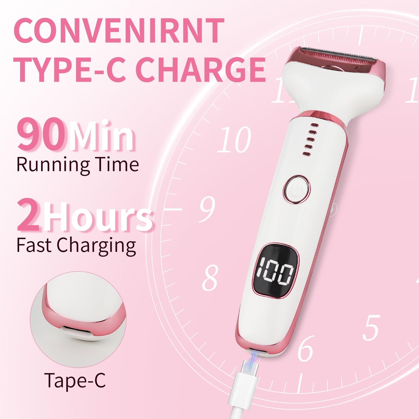 Beanify Electric Razor for Women Men with LED Display,4 in 1 Ladies Wet & Dry Body Razors and Facial Hair Remover, Rechargeable Hair Removal Kit for Nose Face Body Leg Bikini Arm Hair (Beige)