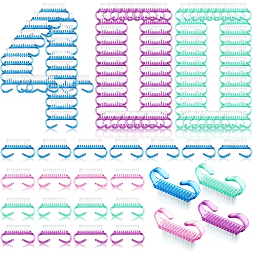 Bokon 400 Pcs Handle Grip Nail Brush Bulk Nail Scrub Brush Nail Brush for Toes and Nails Cleaner, Pedicure Scrubbing tool kit for Men and Women(Multicolor)