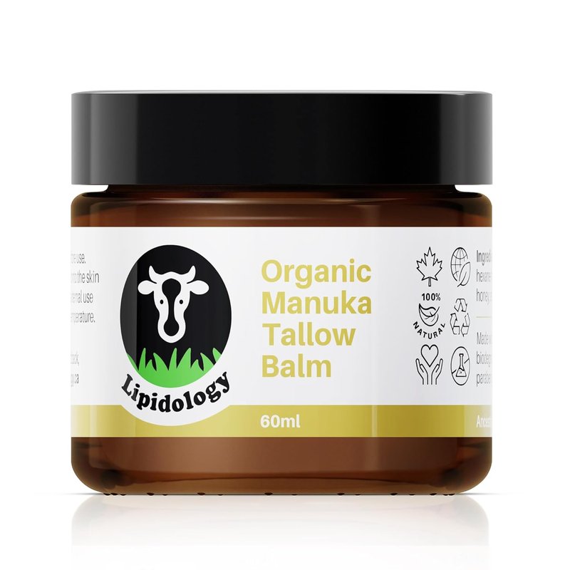 Organic Tallow Cream - Natural Unscented Face & Body Moisturizer with Manuka Honey | 60 ml (2 oz)