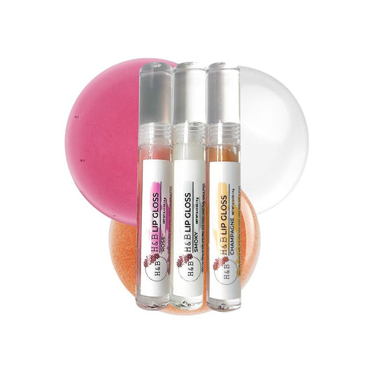 Nicole + Brizee N+B H&B Lip Gloss & Lip Tint Set, Hydrating, Long Lasting Lip Gloss, Non-Sticky Shimmer Shine for Women - Rose, Smoky & Champagne Flavors (3 Pack, 4g)