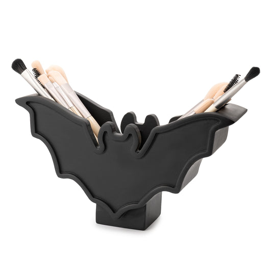 GUTE Bat Makeup Brush Holder - 7" L x 5" H - Vanity Desk & Office Organizer - Pen & Brush Holder, Goth Decor