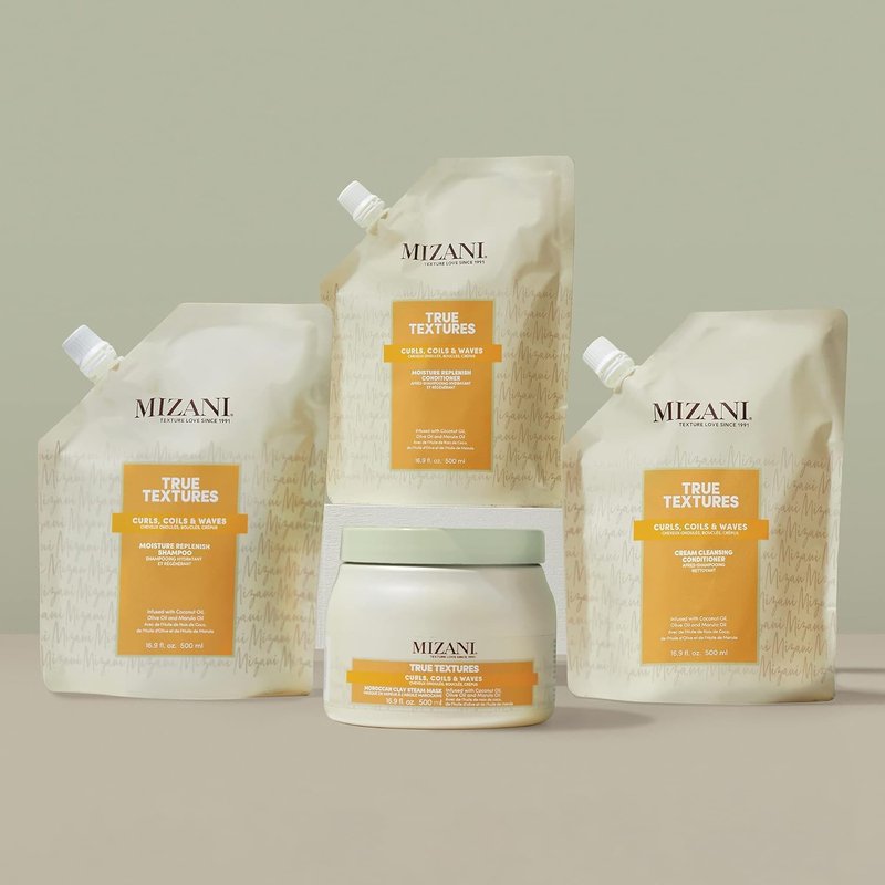 Mizani True Textures Moisture Replenish Shampoo - Smooths & Hydrates, With Coconut Oil, Sulfate & Paraben-Free, for Natural Curly Hair, 16.9 Fl Oz