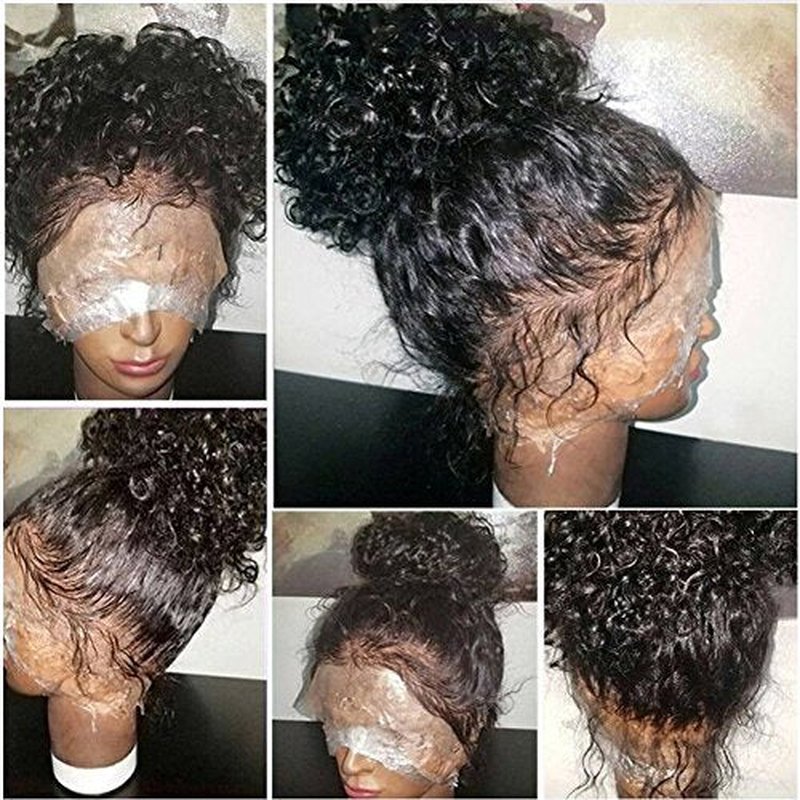 JYZ Burmese Curly Hair Lace Front Wigs Human Hair 180% Density Pre Plucked Bleached Knots with Baby Hair 13X4 HD Lace Brazilian Wet Raw Human Hair Wigs 20 Inch Free Part Natural Color