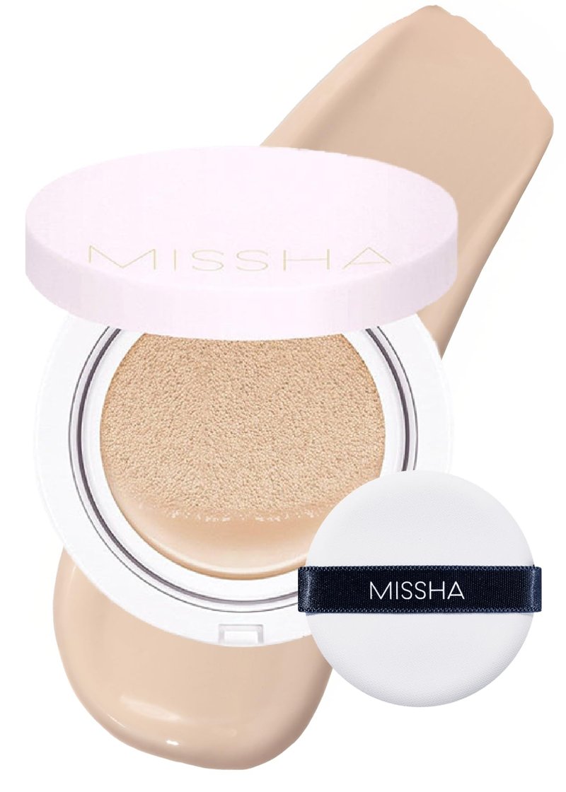 MISSHA Magic Cushion Foundation No.25 Warm beige for Light/Medium with Neutral Skin Tone, Flawless Coverage, Dewy Finish, Easy Application for All Skin Types