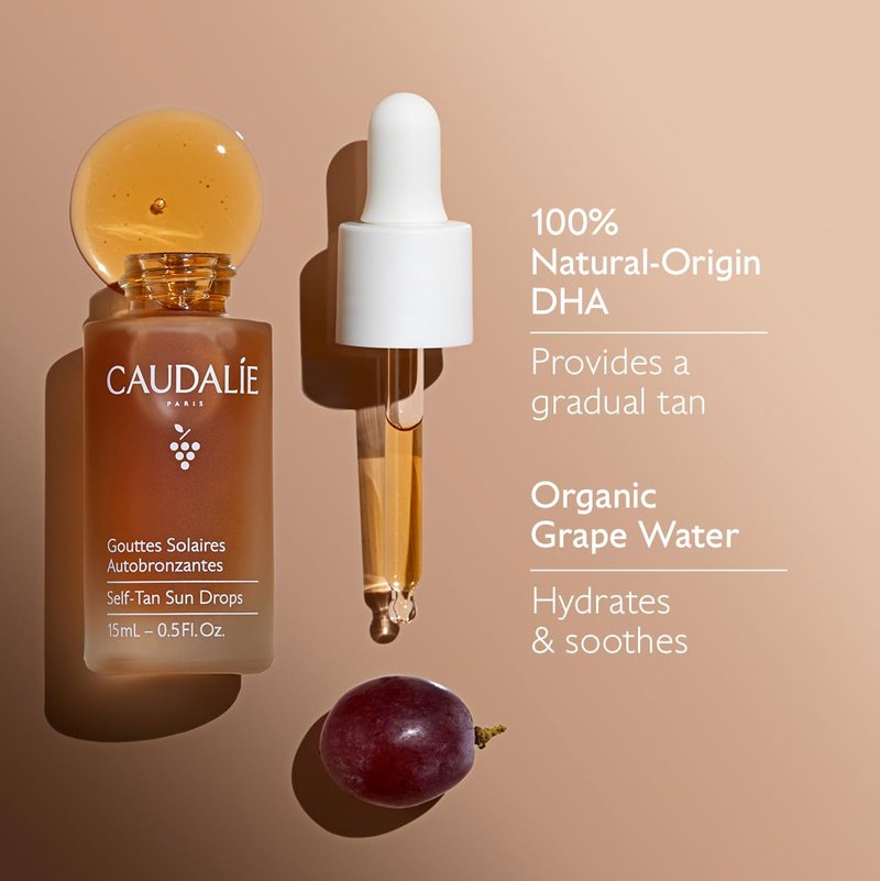 Caudalie Self-Tan Sun Drops - Hydrating Face Tanning Drops for Customizable Gradual Tan | 15 mL