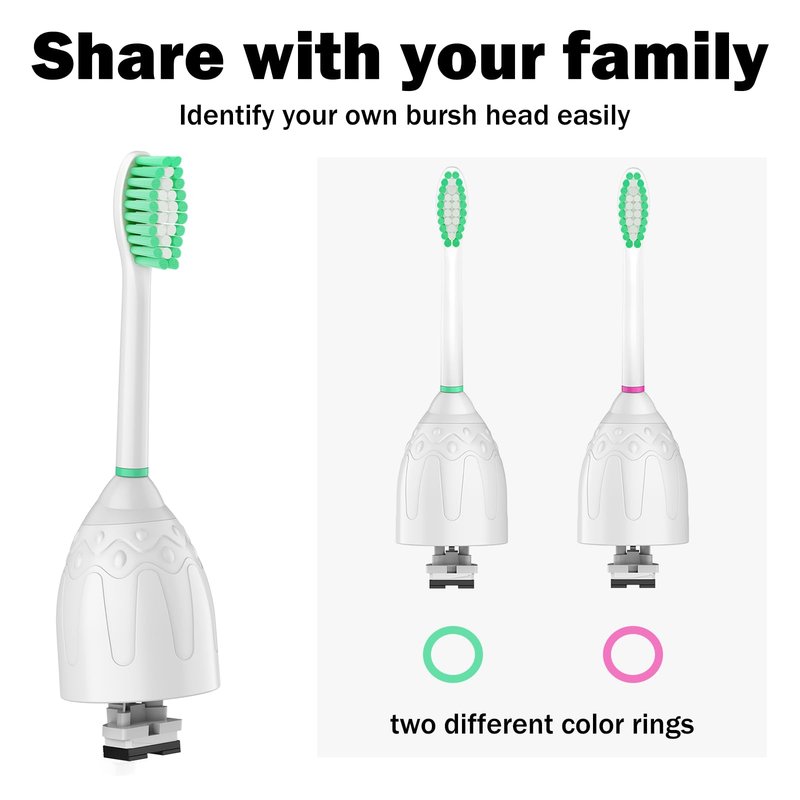 Replacement Toothbrush Heads for Philips Sonicare E-Series/Essence/Xtreme/Elite and Other Screw-on Electric Toothbrush Models, 8 Pack, Dupont Bristles with Protective Cover