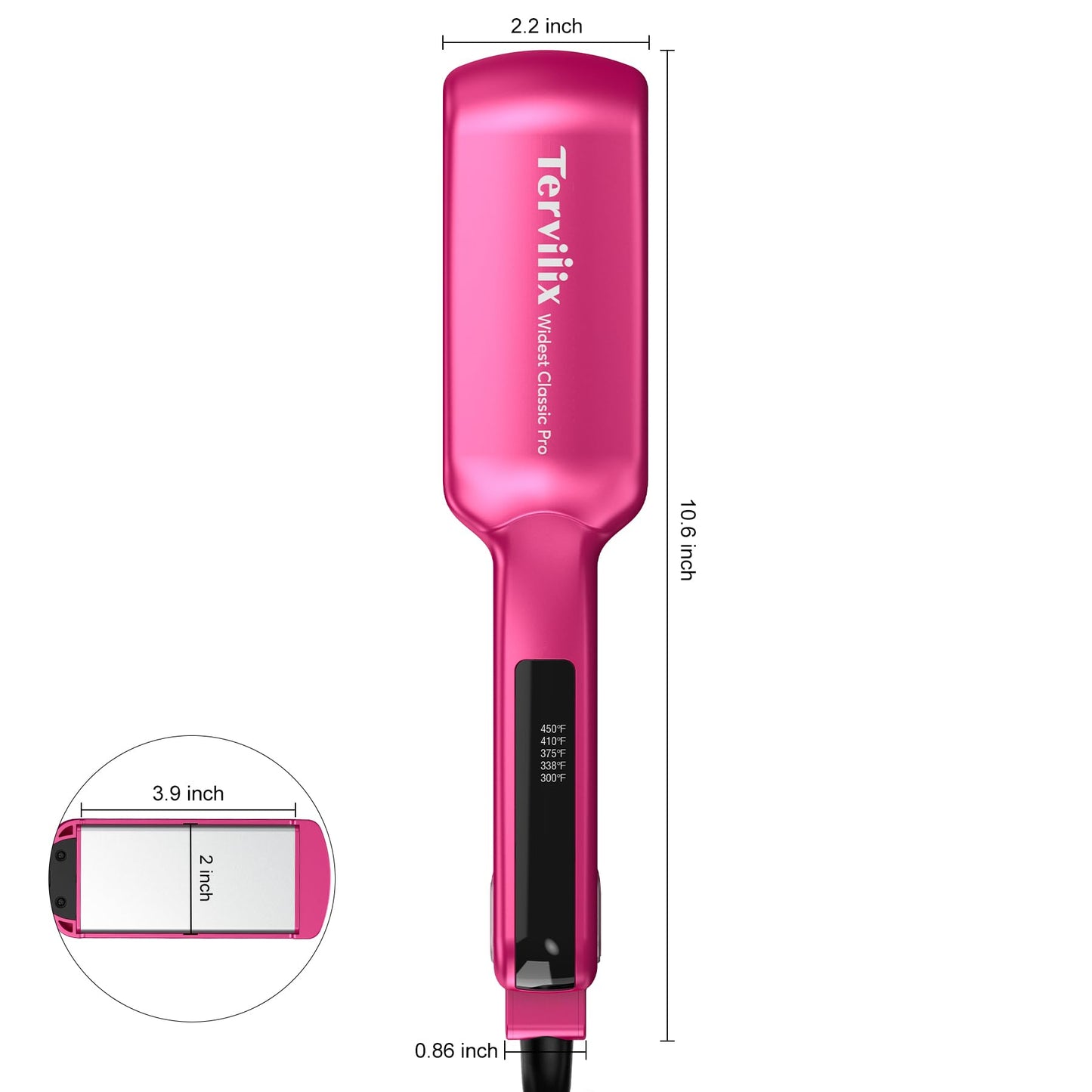 Terviiix 2 Inch Extra Wide Flat Iron Hair Straightener, Ceramic Tourmaline