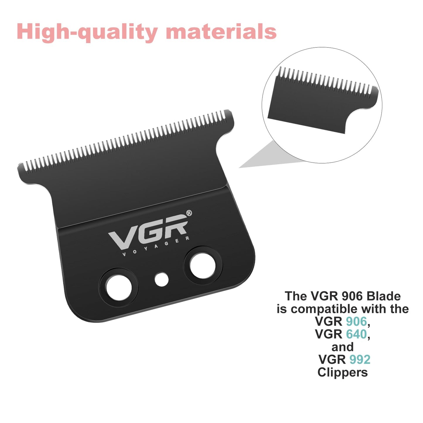 VGR 906/992/640 Trimmer T Blade Replacement, Carbon Steel T Shaped Blade with Zero Gapped for Clipper, Adjustable Precision for Professional Grade Trimmers