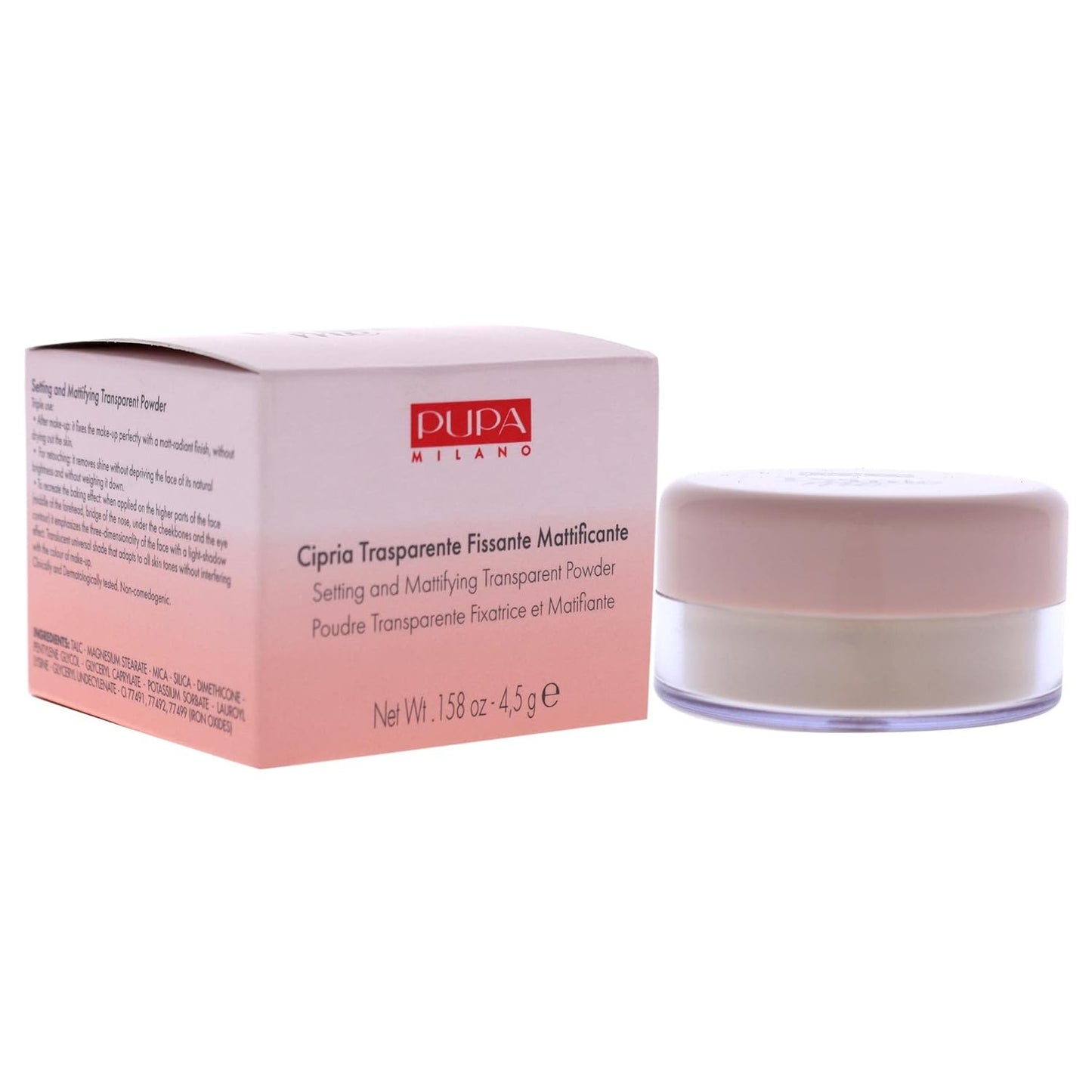 Pupa Milano Setting Powder - 001 Translucent Finishing Powder for Women | 0.158 Oz