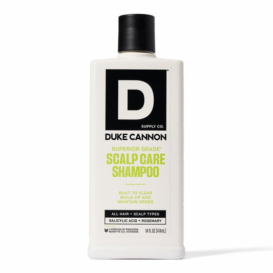 Duke Cannon Superior Grade Scalp Care Shampoo for Men, 14 oz – Salicylic Acid for Build-Up Removal, Rosemary & Arnica for Scalp Soothing, Wheat Protein for Strength, Sulfate-Free