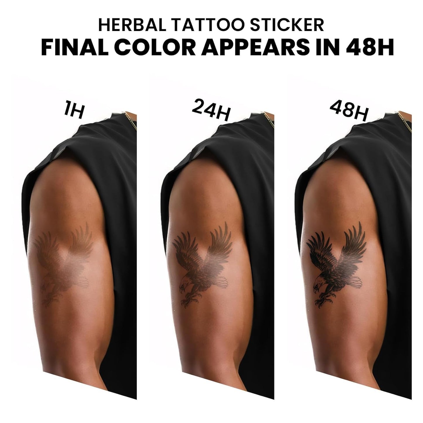 Realistic Semi-Permanent Tattoos - 2 Sheets for Men & Women | Waterproof Eagle Wing & Angel Flame Designs, Lasts 1-2 Weeks