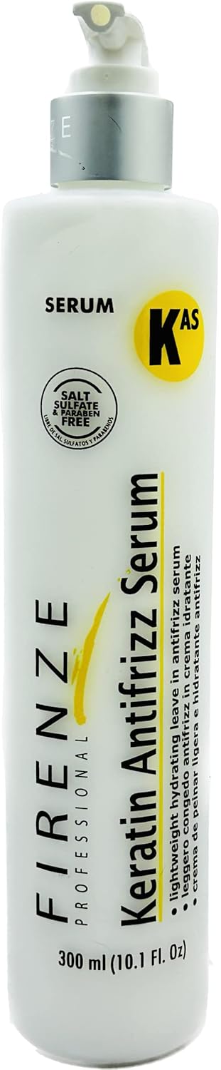 Firenze Keratin Anti-Frizz Serum - Hydrating Smoothing Treatment for Dry Hair | 300ml (10.1 fl oz)