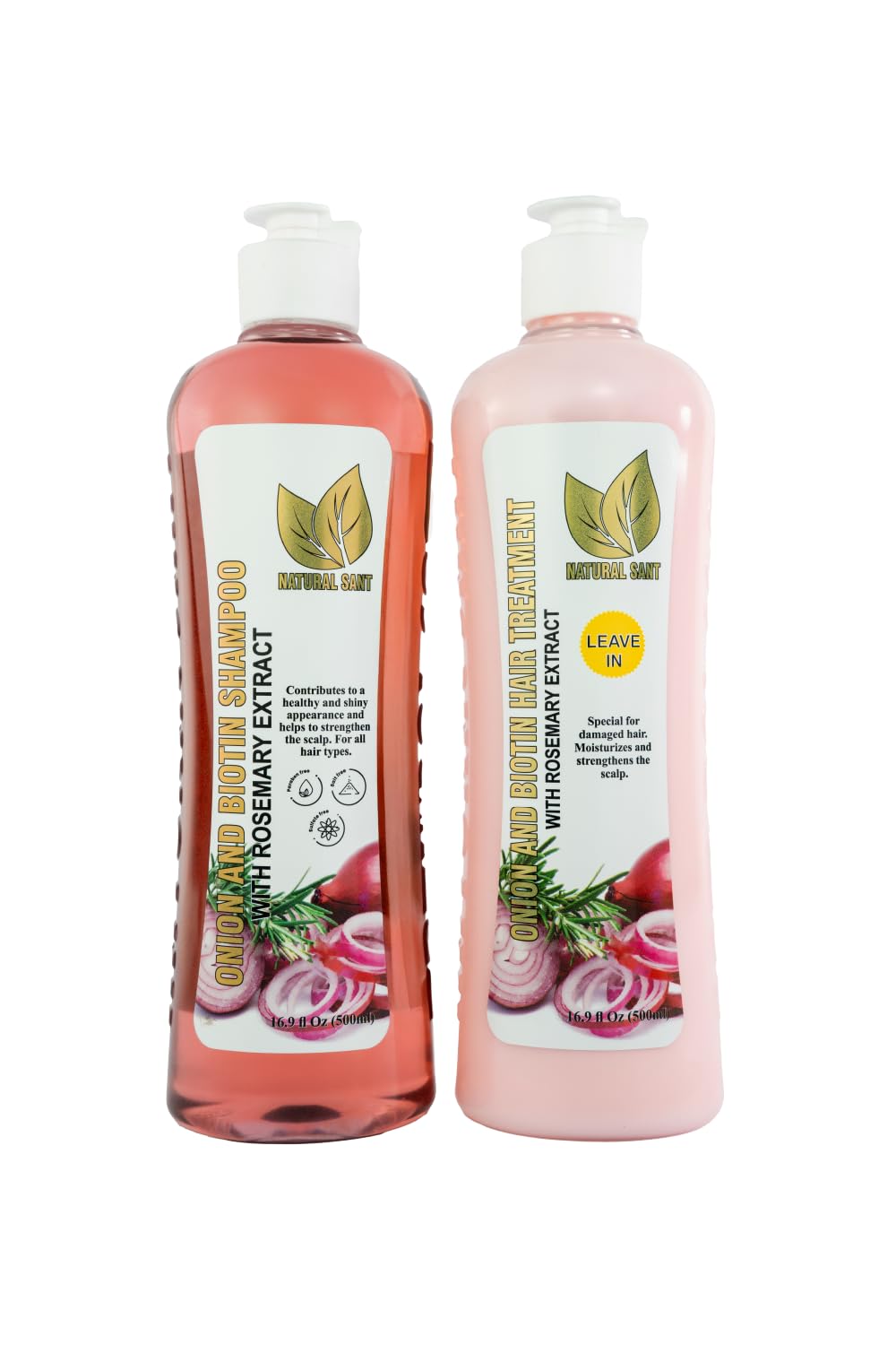 Onion Biotin & Rosemary Shampoo Set - Strengthen Thicker Hair | Paraben & Silicone Free, Soft Shine