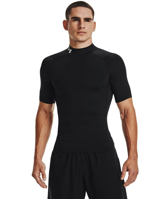 Under Armour Men's HeatGear Armour Comp Mock Short Sleeve T-Shirt, Black (001)/White, Small
