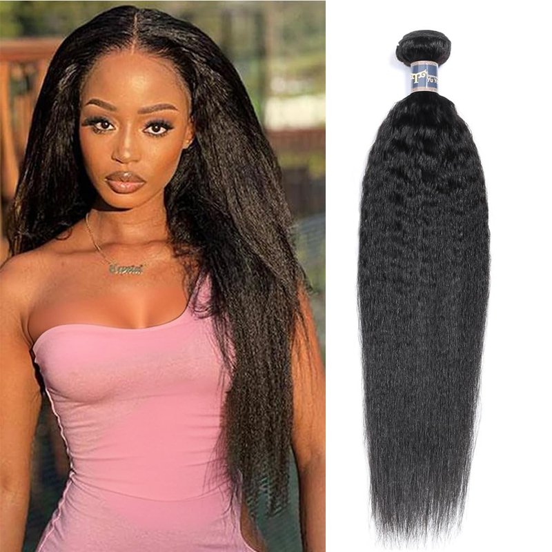 Raw Kinky Straight Human Hair Bundles - 100% Unprocessed Brazilian Virgin Hair | 12A Premium Quality, 12 Inch, Natural Color