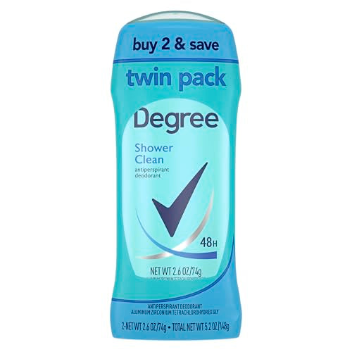 Degree Antiperspirant Deodorant Twin Pack Shower Clean 48-Hour Sweat and Odor Protection Antiperspirant for Women 2.6 oz