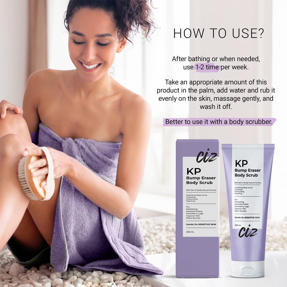 BellamiLuxx KP Bump Eraser Body Scrub: Exfoliating Keratosis Pilaris, Strawberry Skin Treatment - Smooths Rough, Bumpy, Dry Skin on Arms, Legs, Buttocks - KP Scrub Wash Helps Reduce Ingrown Hair Bumps