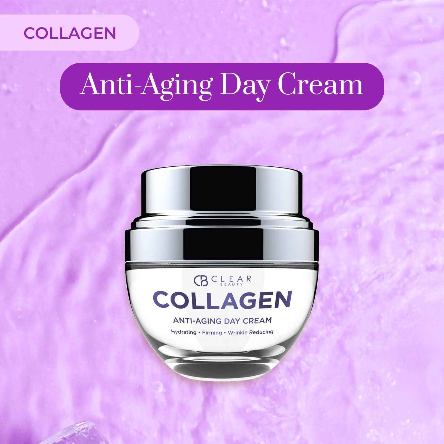 Clear Beauty Collagen Day/Night Moisturizer Set - Dermatologist Tested, Reduces Blemishes, Wrinkles & Fine Lines, Hydrating, Anti-Aging, Cruelty-Free Korean Skin Care, All Skin Types