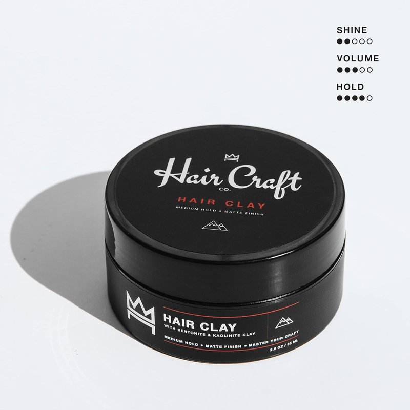 Hair Craft Co. Clay Pomade - Shine-Free Matte Finish for Medium Hold | 2oz, Stylist Approved for Textured Styles