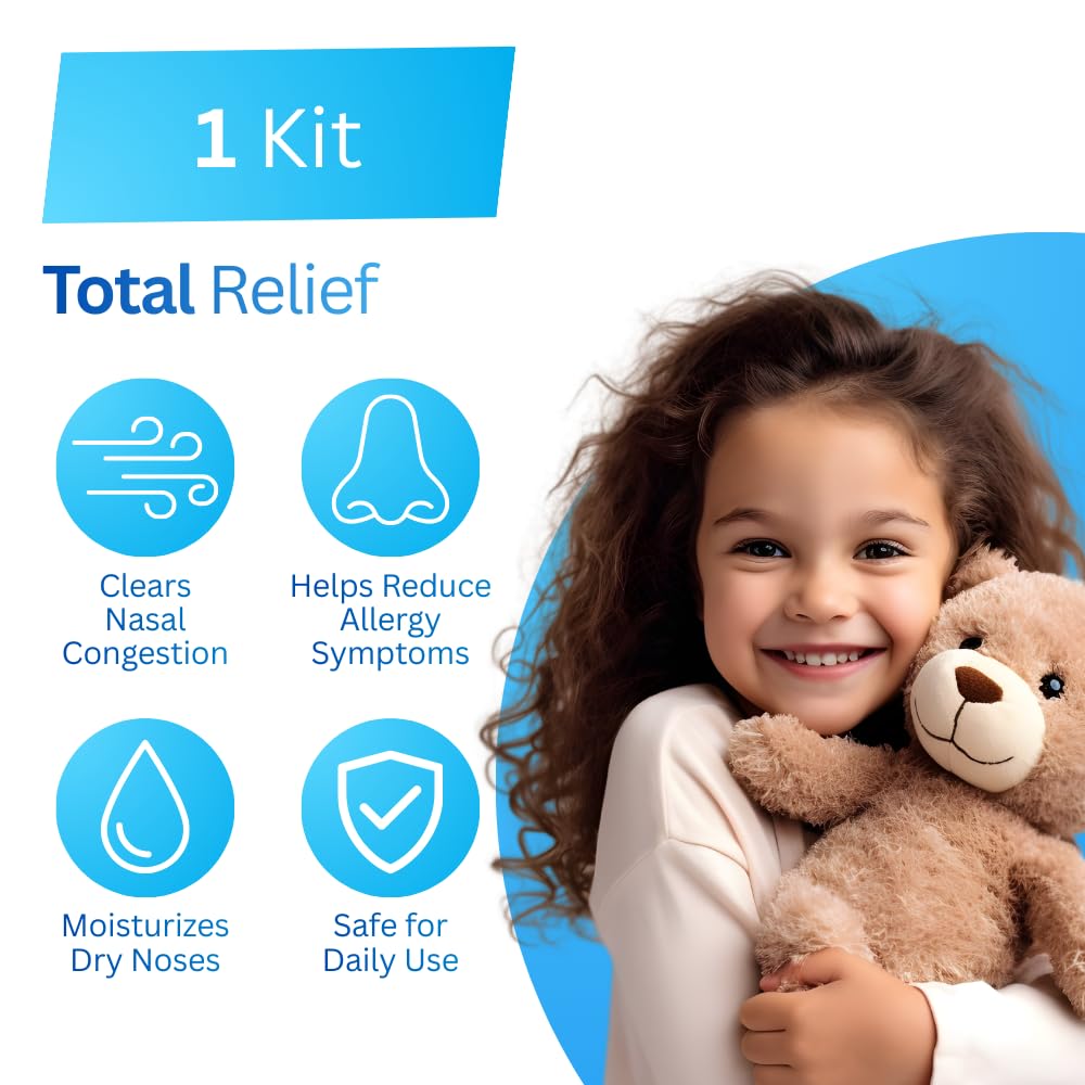 Neilmed's Sinus Rinse, Pediatric, Complete Saline Nasal Rinse Kit 60 Premixed Packets