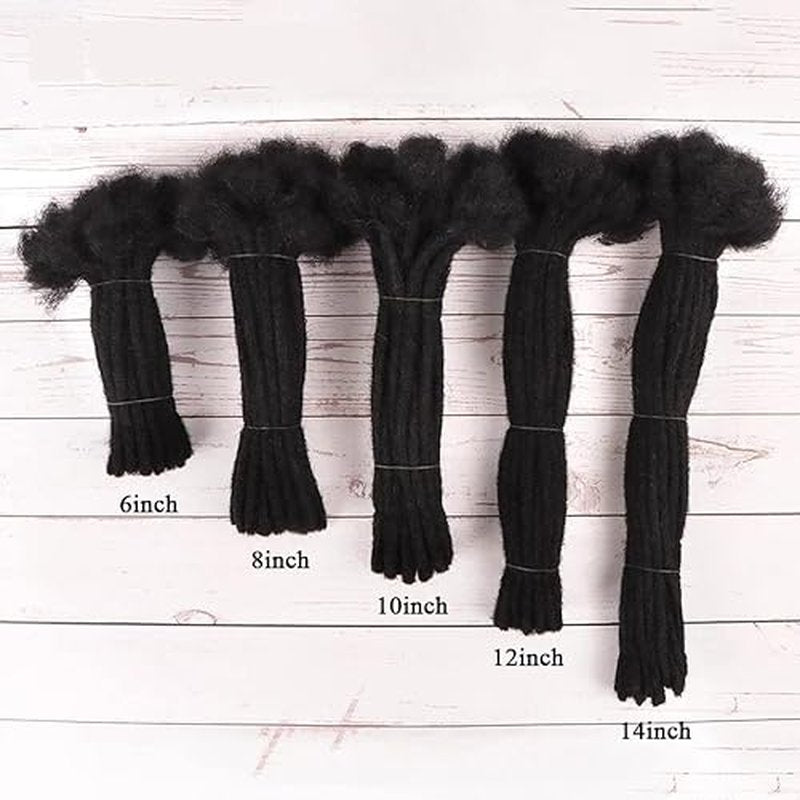 Dreadlock Extensions Real Human Hair for Women/Men/Kids 8 inch 0.6cm Thickness 60 Strands 100% Handmade Can Be Dyed,Curled and Bleached Natural Black Permanent Loc Extensions