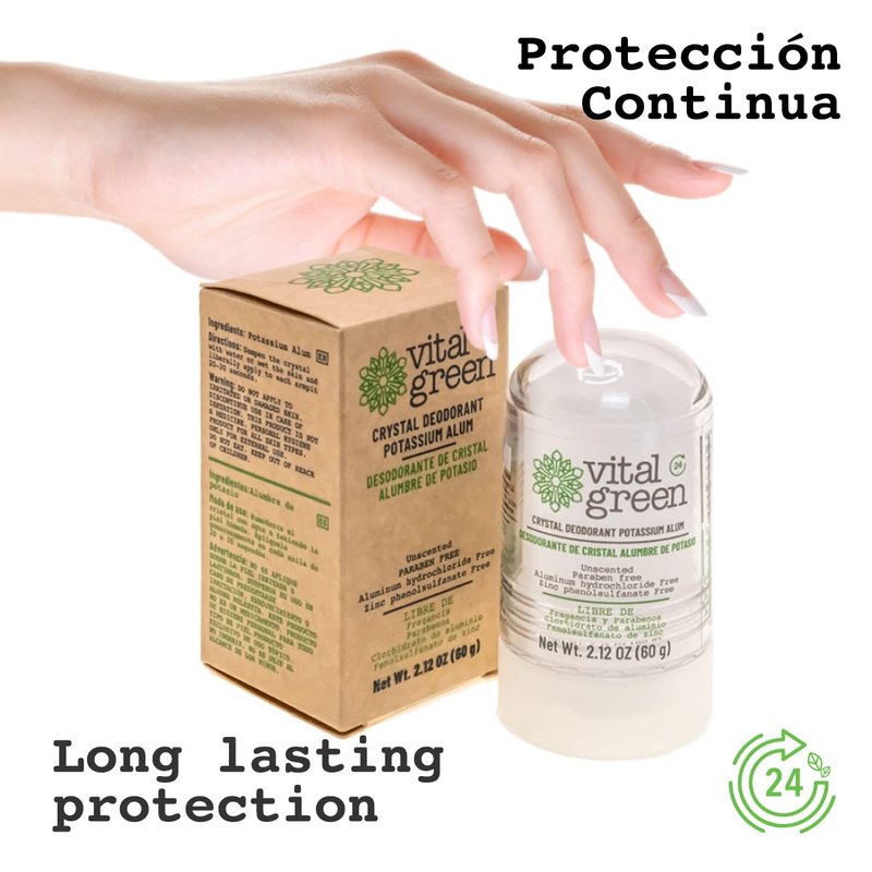 Vital Green Thai Crystal Potassium Alum Deodorant - Unscented Mineral Deodorant For Men, Women And Athletes - 2.12oz / 60 g (6 Units)