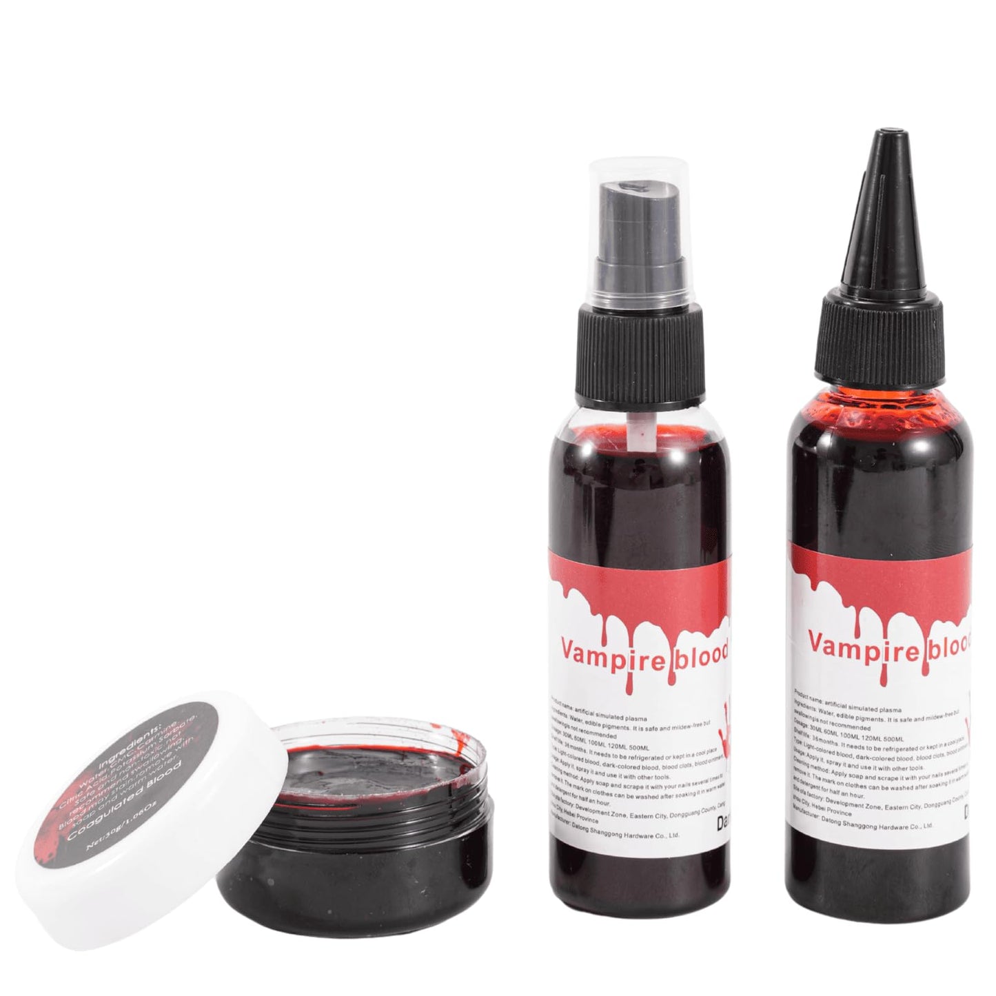 Halloween Fake Blood Kit 3PCS, Blood Spray, Gel Blood & Dripping Blood