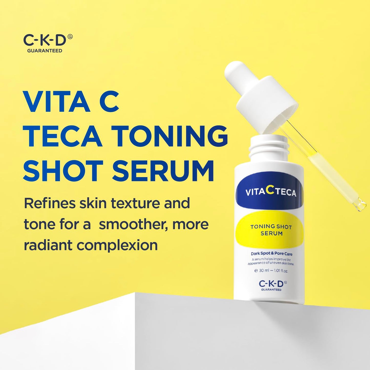 CKD Vita C TECA Toning Shot Serum – Vitamin C & TECA Face Serum for Brighter-Looking Skin, Hydrating Facial Serum for Radiant Complexion, Korean Skincare, 1.01 fl oz