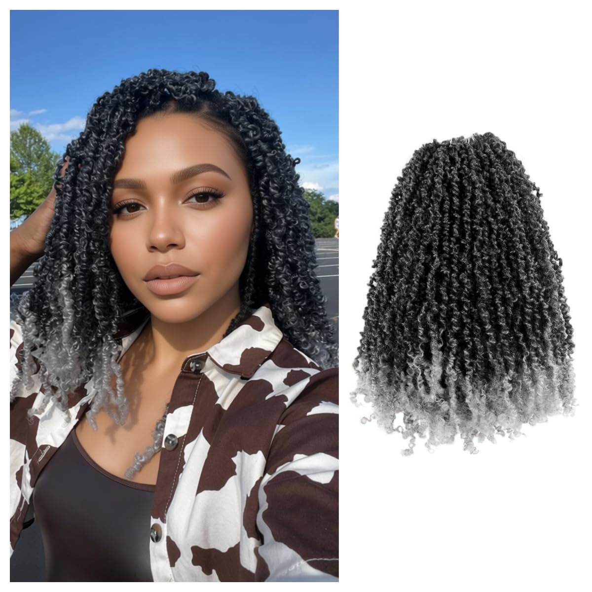 Cisinpo Yanky Twist Crochet Hair 12 Inch 10 Packs Pre-Twisted Ombre Grey Micro Spring Twist Boho Senegalese for Black Women(TGrey, Total 200 Strands)