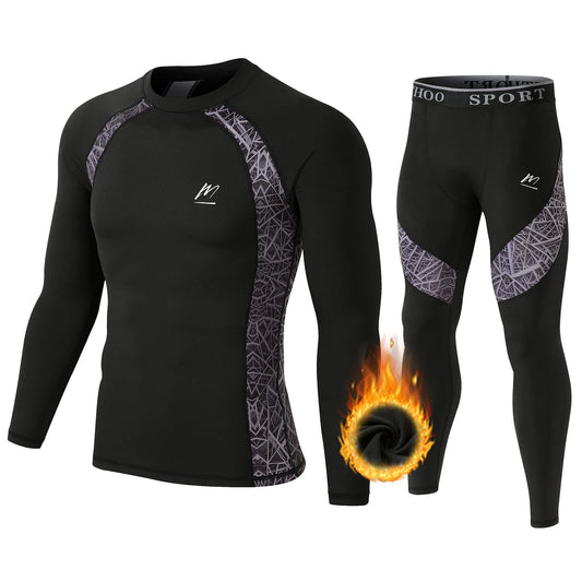 MeetHoo Men's Thermal Underwear Set Sport Long Johns Base Layer Bottom Top for Skiing Running Green