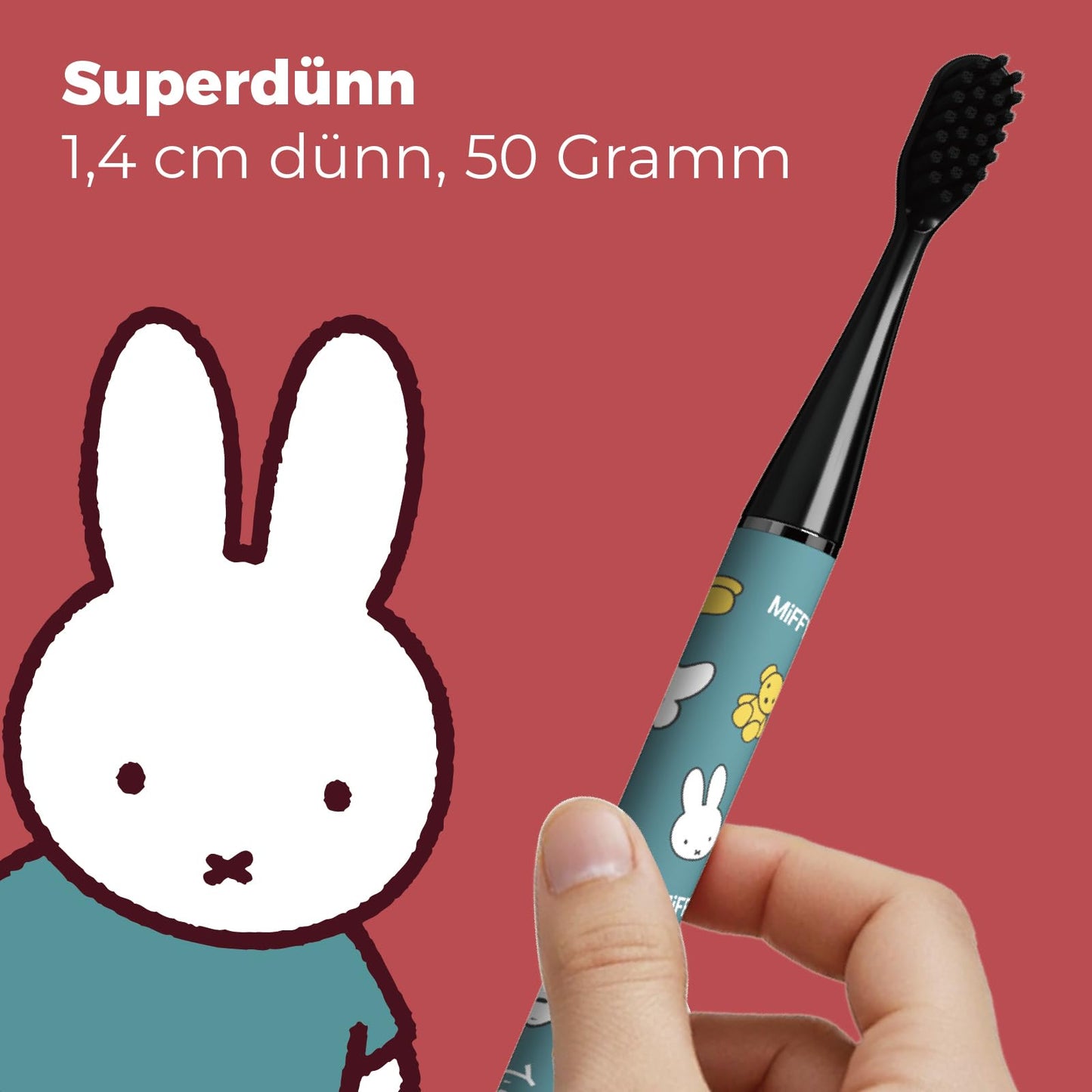 Miffy i4 Upgrade Slim Sonic Electric Toothbrush Thin Rechargeable Ultrasonic Smart Tooth Brush Free Petite Travel Case & Ceramic Holder Dock for Travel & Home, IPX7 Waterproof (Black)