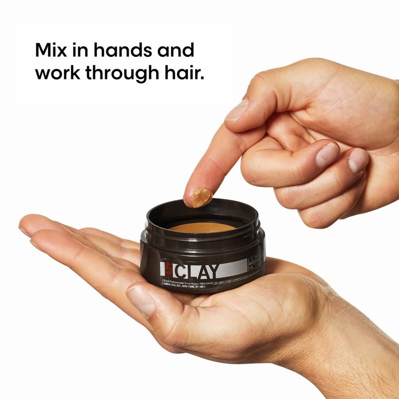 L'Oréal Professionnel Paris Styling Clay for Men - Strong Hold Hair Clay | Matte Finish, All Hair Types