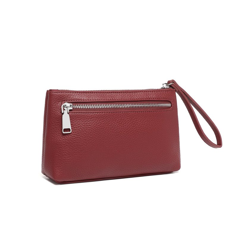 YONBEN PU Wristlet Clutch Coin Purse Makeup Pouch Cell Phone Wallet Purse Lightweight and Durable（Encore Red/Pu）