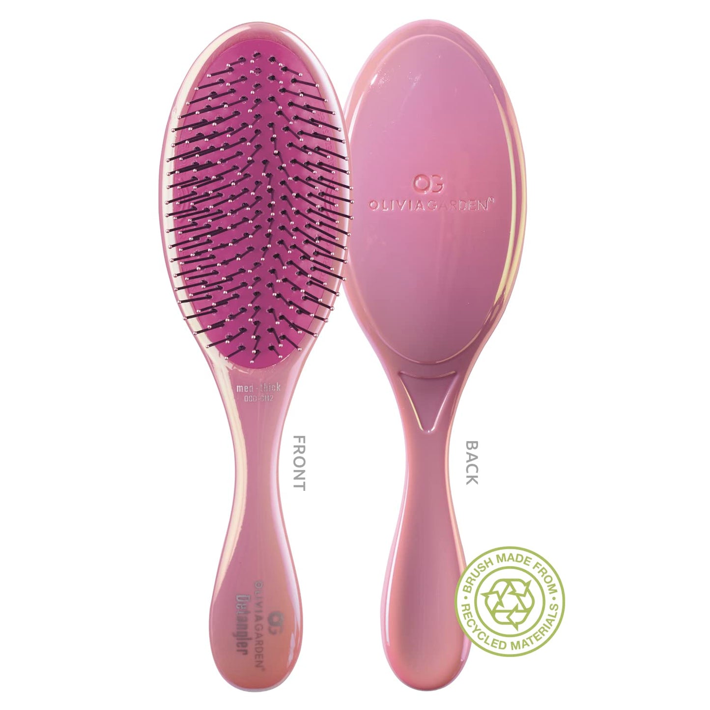Olivia Garden Aurora Detangler Brush for Medium to Thick Hair - Detangling Brush for Women, Men, Kids – Opal Pink